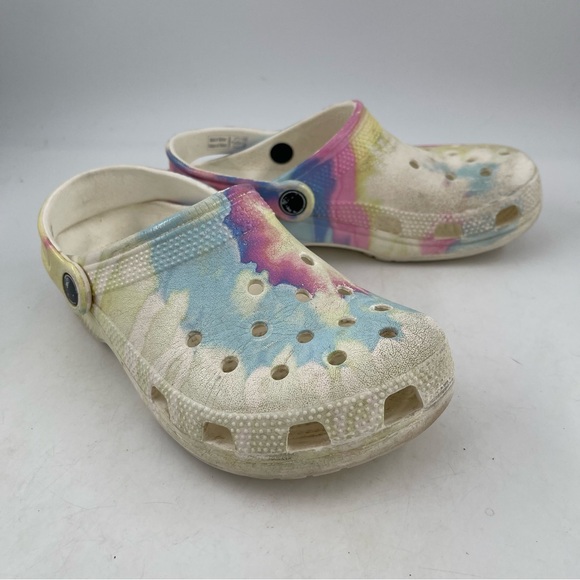 Crocs Unisex Kids Classic Clogs Rainbow Tie Dye Junior Size 3 - (basically a 3Y) - Picture 2 of 11